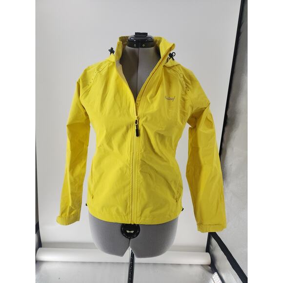 Baleaf Rain Jacket Womens M Neon Yellow Hooded 1/4 Zip W/Pockets Active Running - Picture 1 of 9